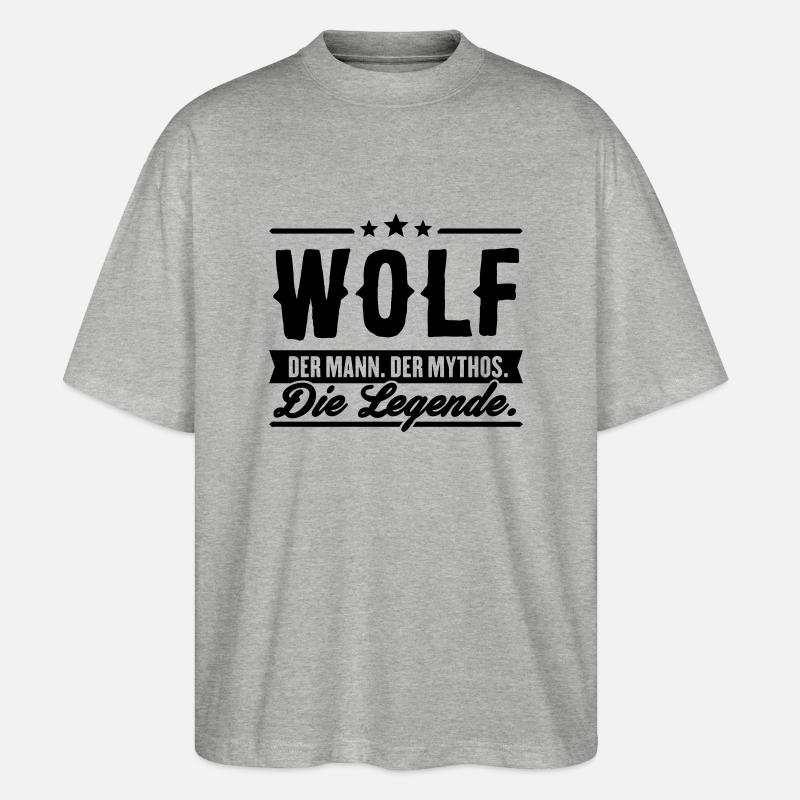 Mann Mythos Legende Wolf - Stanley/Stella Oversized Unisex Bio T-Shirt Blaster 2.0 - Grau meliert