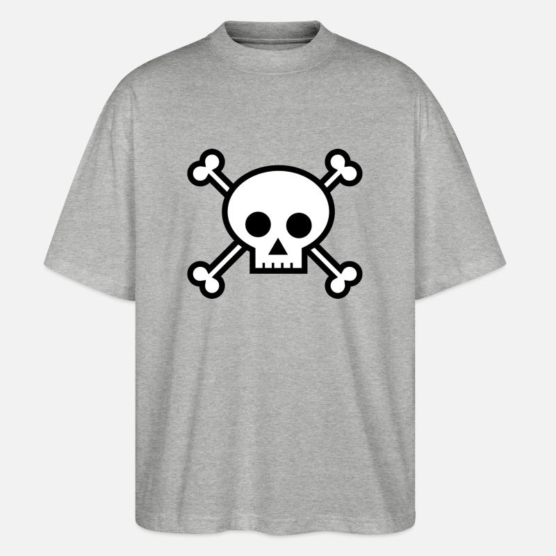 Totenschädel - Stanley/Stella Oversized Unisex Bio T-Shirt Blaster 2.0 - Grau meliert