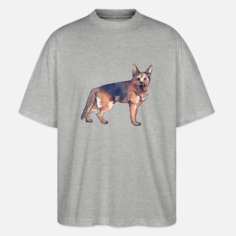 Deutscher Schäferhund - Stanley/Stella Oversized Unisex Bio T-Shirt Blaster 2.0 - Grau meliert