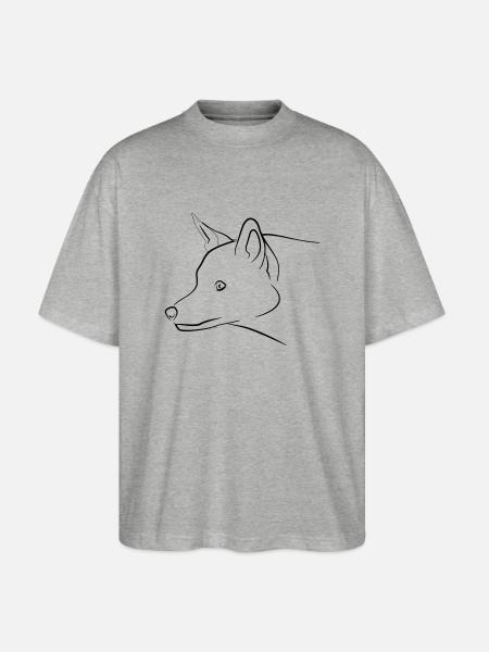 Fuchs Grafik schwarz - Stanley/Stella Oversized Unisex Bio T-Shirt Blaster 2.0 - Grau meliert