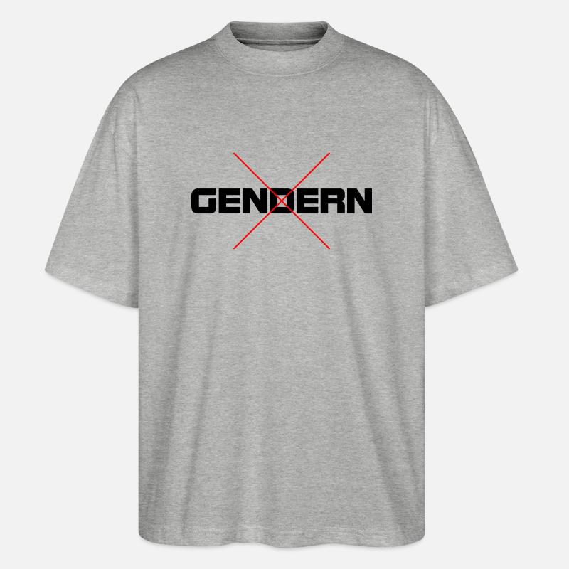 Gegen das Gendern - Stanley/Stella Oversized Unisex Bio T-Shirt Blaster 2.0 - Grau meliert