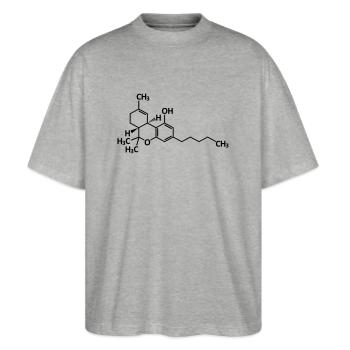 thc - Stanley/Stella Oversized Unisex Bio T-Shirt Blaster 2.0 - Grau meliert - Vorne - Alina (178cm) & Michal (187cm)