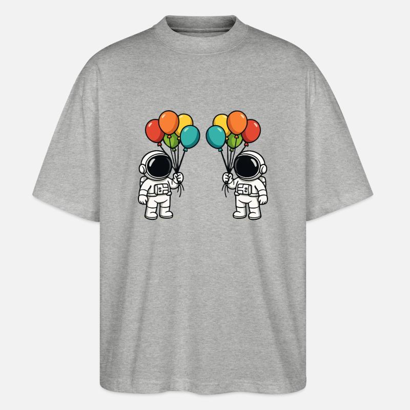 astronaut ballons 2 - Stanley/Stella Oversized Unisex Bio T-Shirt Blaster 2.0 - Grau meliert