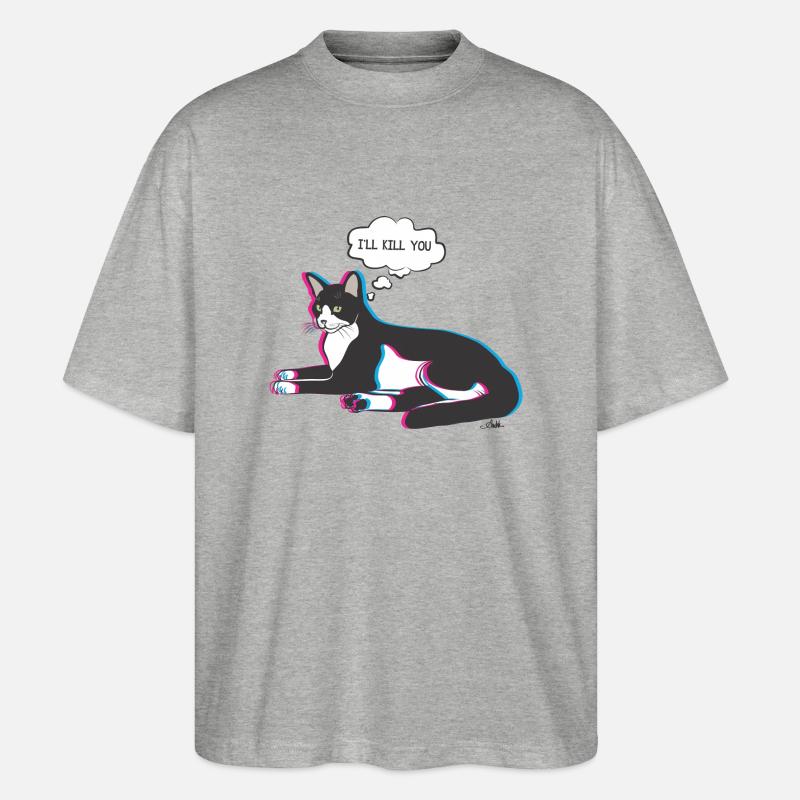 Katze ich dich töten werde - Stanley/Stella Oversized Unisex Bio T-Shirt Blaster 2.0 - Grau meliert