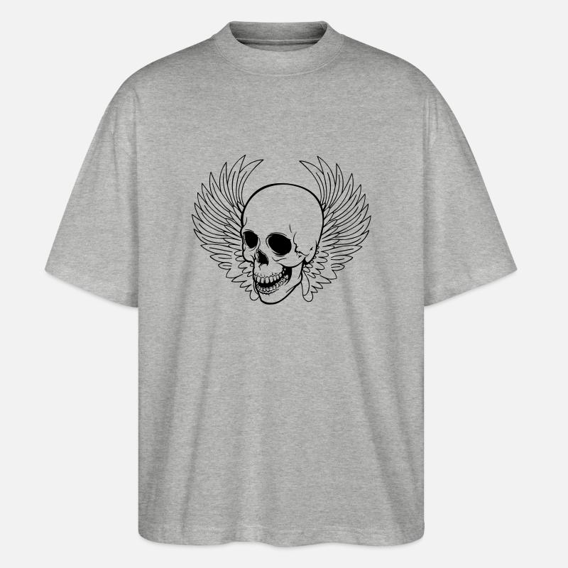 Totenschädel - Stanley/Stella Oversized Unisex Bio T-Shirt Blaster 2.0 - Grau meliert