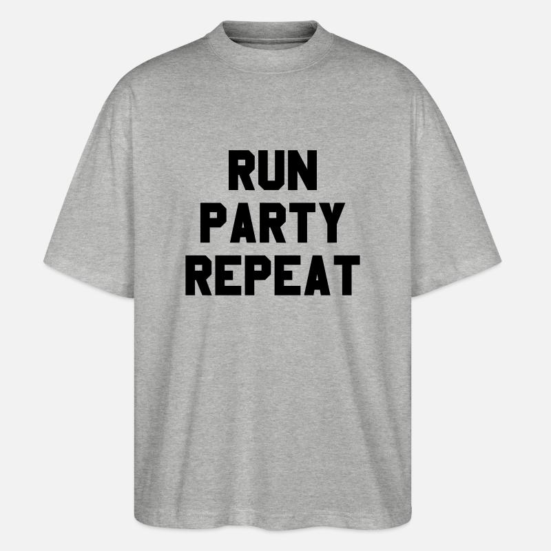 Run-Party-Repeat - Stanley/Stella Oversized Unisex Bio T-Shirt Blaster 2.0 - Grau meliert