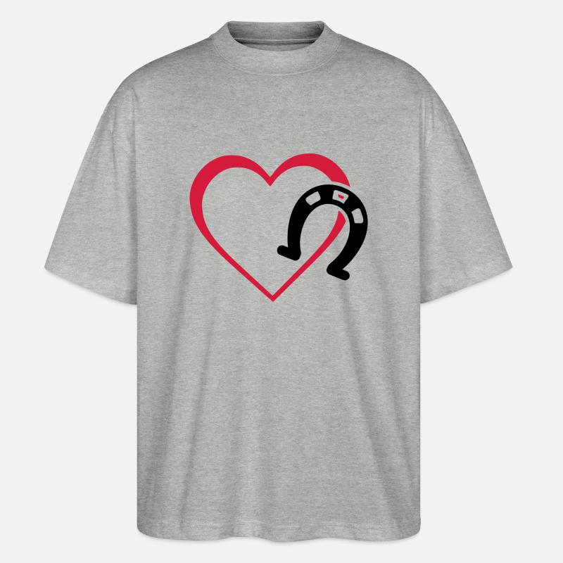 Symbole - Hufe Herz - Stanley/Stella Oversized Unisex Bio T-Shirt Blaster 2.0 - Grau meliert