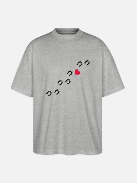 Symbole - Hufe Herz - Stanley/Stella Oversized Unisex Bio T-Shirt Blaster 2.0 - Grau meliert