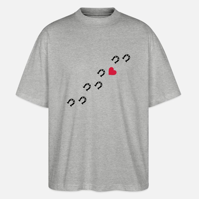 Symbole - Hufe Herz - Stanley/Stella Oversized Unisex Bio T-Shirt Blaster 2.0 - Grau meliert