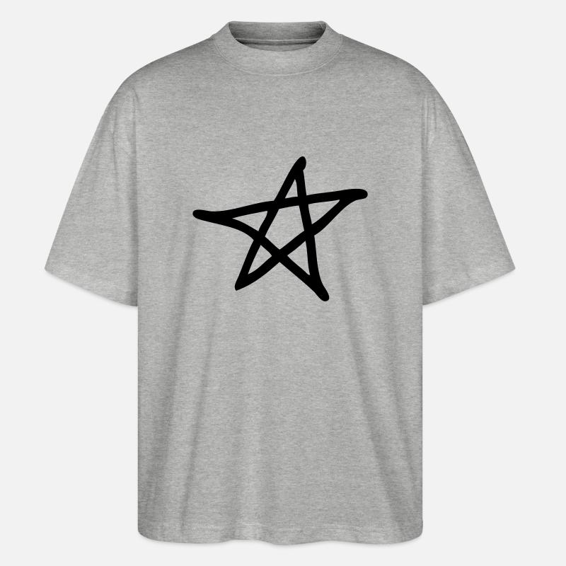 Pentacle - Devil - 666 - Star - Stanley/Stella Oversized Unisex Organic T-shirt Blaster 2.0 - heather grey
