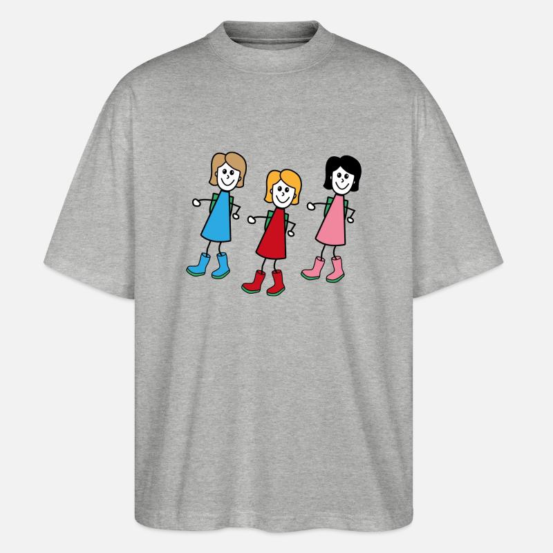 Frauen im Comic Style - Stanley/Stella Oversized Unisex Bio T-Shirt Blaster 2.0 - Grau meliert