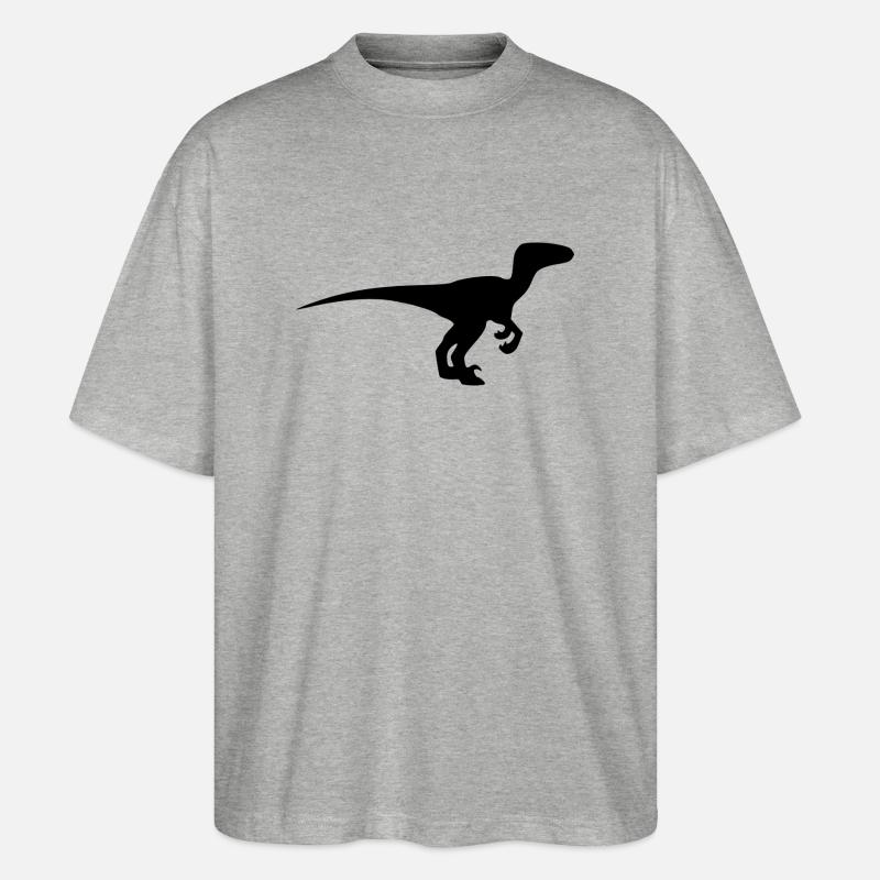 Dinosaurier Velociraptor - Stanley/Stella Oversized Unisex Bio T-Shirt Blaster 2.0 - Grau meliert