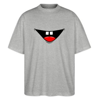 Mask Comic Laughter - Stanley/Stella Oversized Unisex Organic T-shirt Blaster 2.0 - heather grey - Front - Alina (178cm) & Michal (187cm)