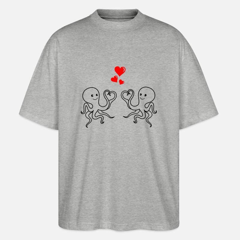 octopus love - Stanley/Stella Oversized Unisex Bio T-Shirt Blaster 2.0 - Grau meliert