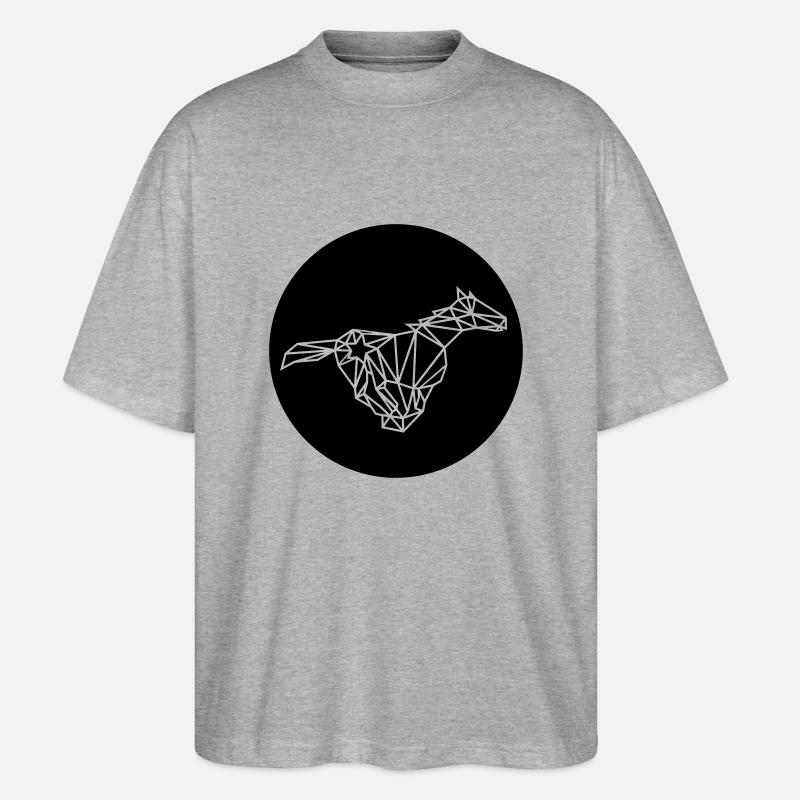 Polygon Pferd Kreis - Stanley/Stella Oversized Unisex Bio T-Shirt Blaster 2.0 - Grau meliert