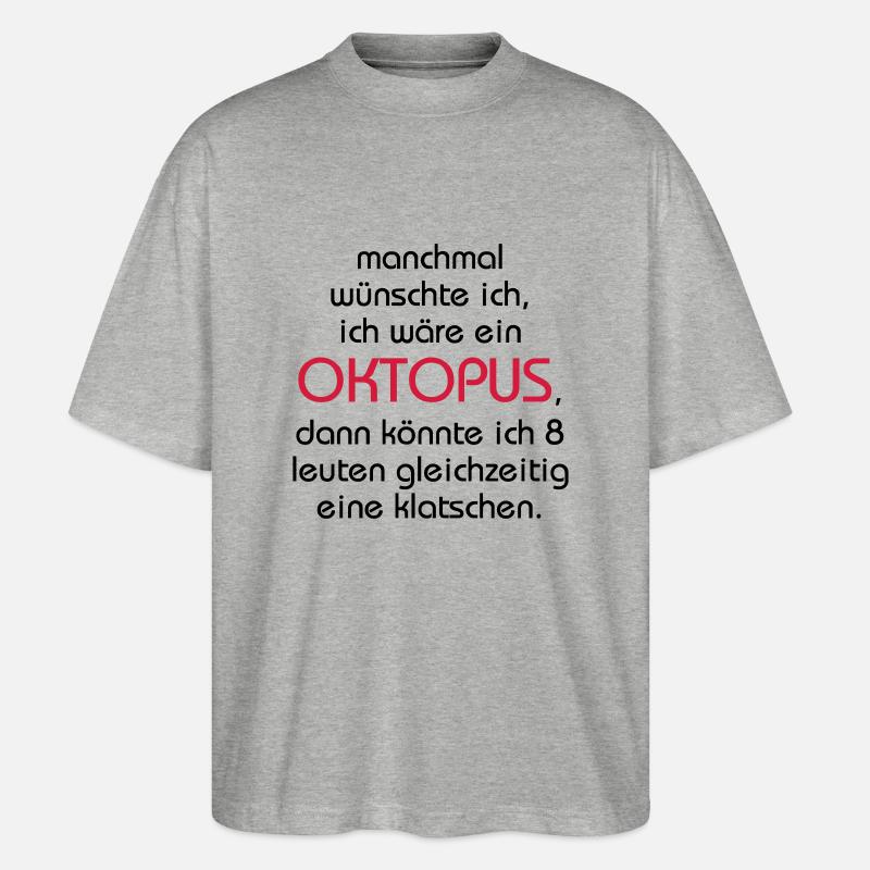 Oktopus - Stanley/Stella Oversized Unisex Bio T-Shirt Blaster 2.0 - Grau meliert