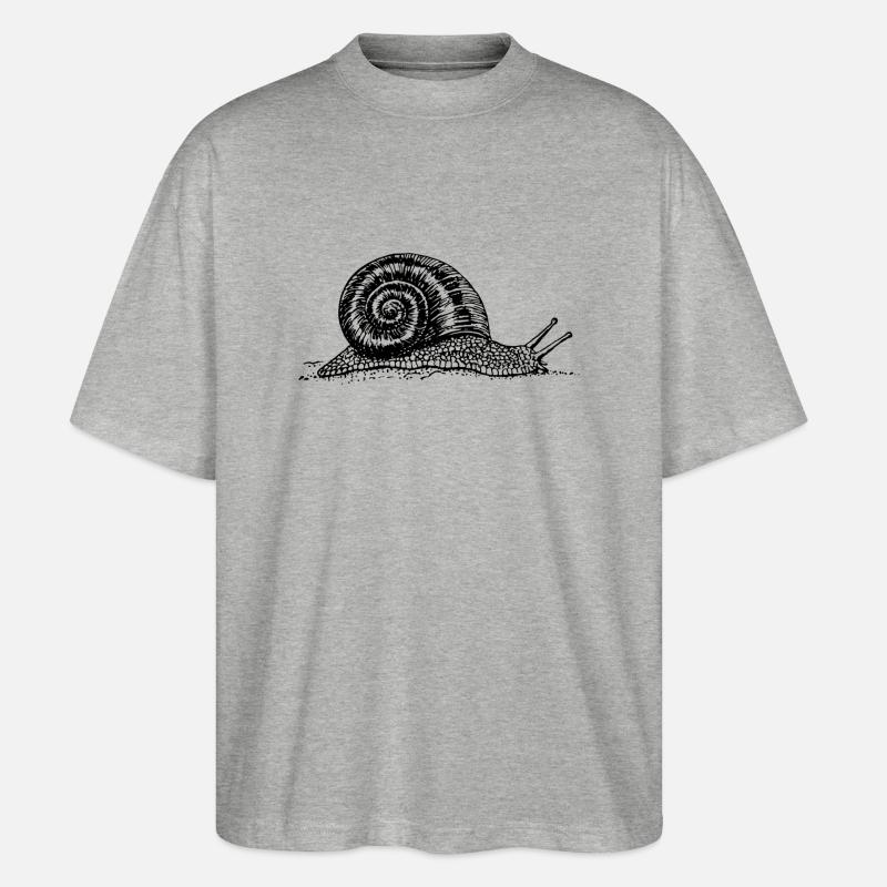 Black and withe snail - Stanley/Stella Oversized Unisex Organic T-shirt Blaster 2.0 - heather grey