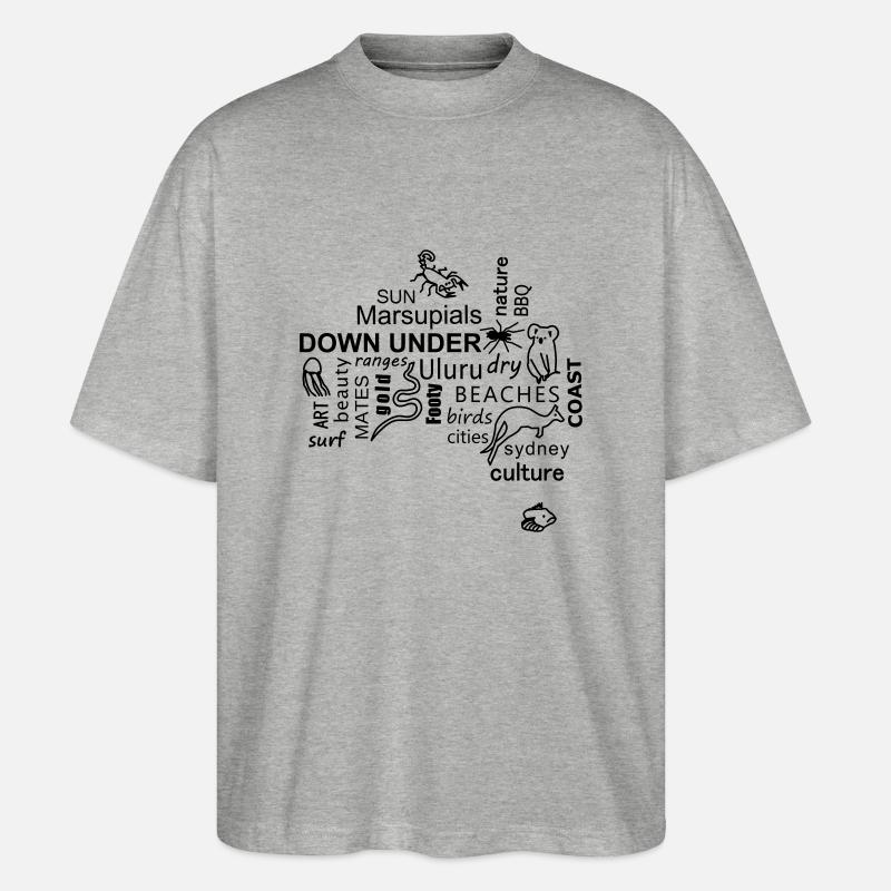 australia word cloud - Stanley/Stella Oversized Unisex Bio T-Shirt Blaster 2.0 - Grau meliert