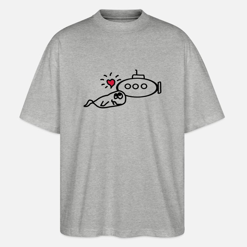 baleine aime uboot - T-shirt bio Blaster 2.0 coupe oversize Stanley/Stella Unisexe - gris chiné