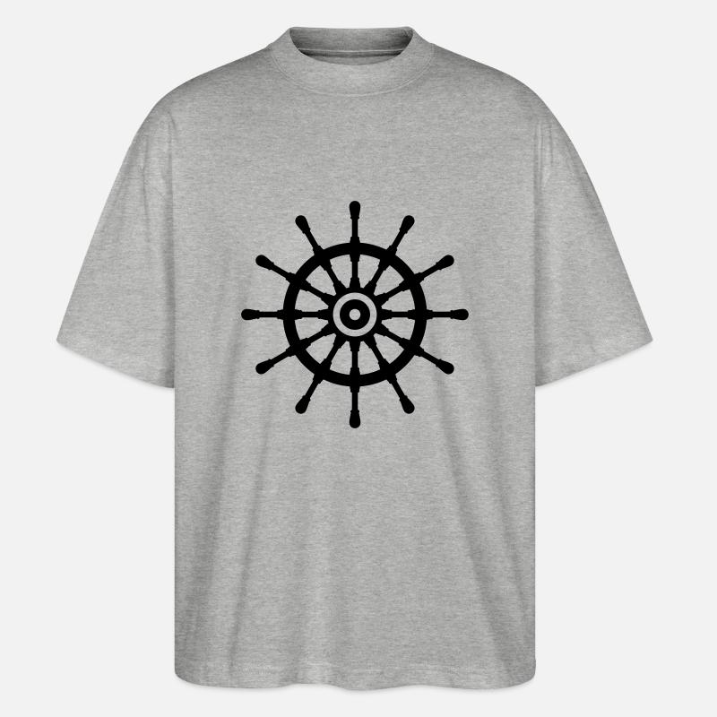 Ship Steering Wheel - Stanley/Stella Oversized Unisex Bio T-Shirt Blaster 2.0 - Grau meliert