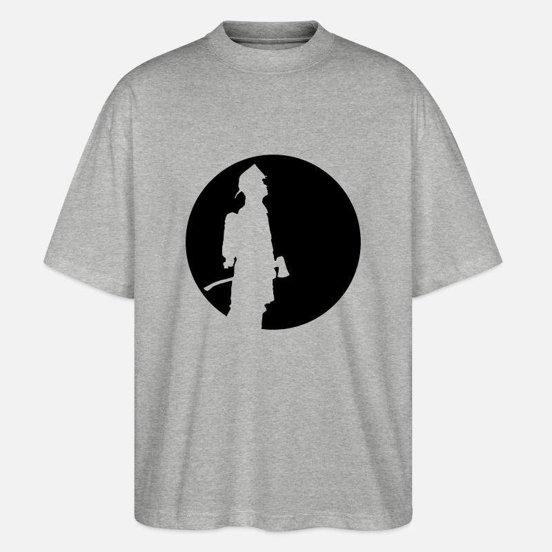 Silhouette Firefighter - Stanley/Stella Oversized Unisex Bio T-Shirt Blaster 2.0 - Grau meliert
