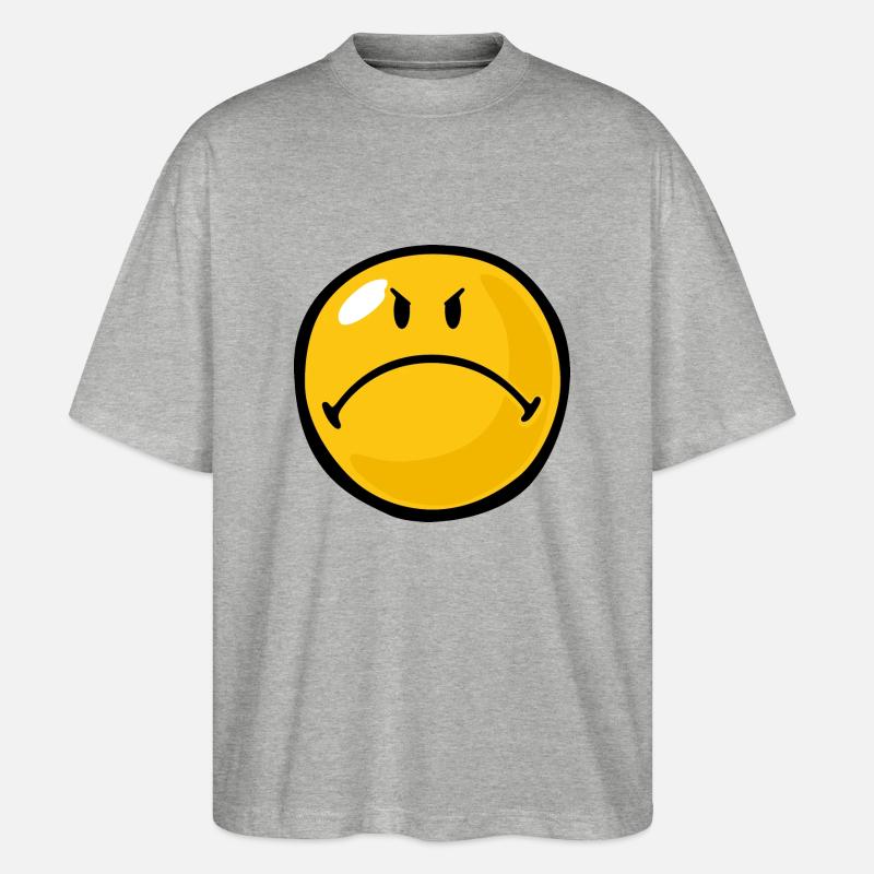 Smiley Anger Riled - Stanley/Stella Oversized Unisex Bio T-Shirt Blaster 2.0 - Grau meliert