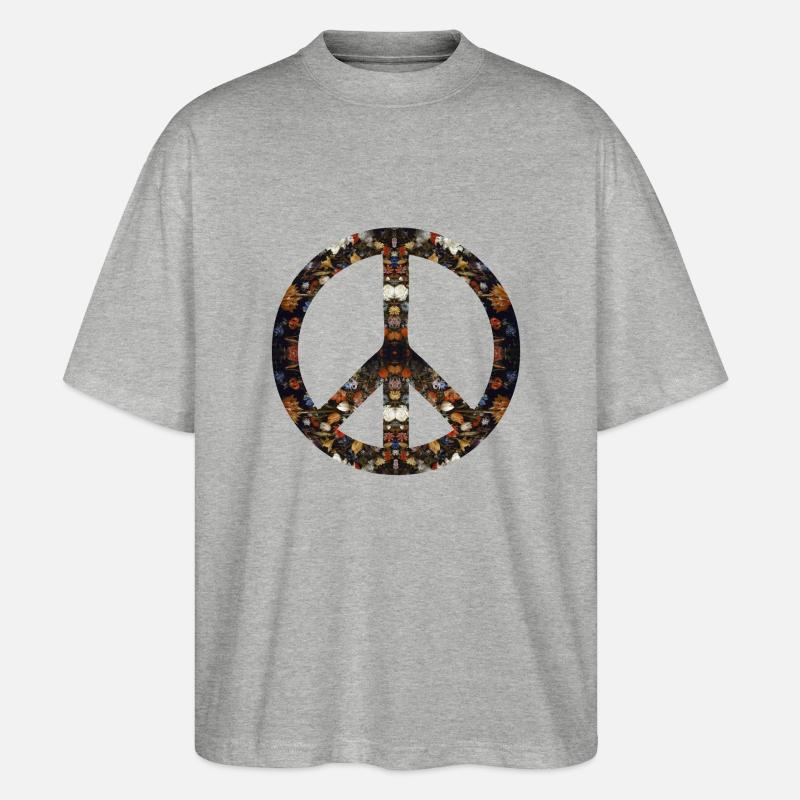 Peacezeichen Friedensbewegung Friedenssymbol icon - Stanley/Stella Oversized Unisex Bio T-Shirt Blaster 2.0 - Grau meliert
