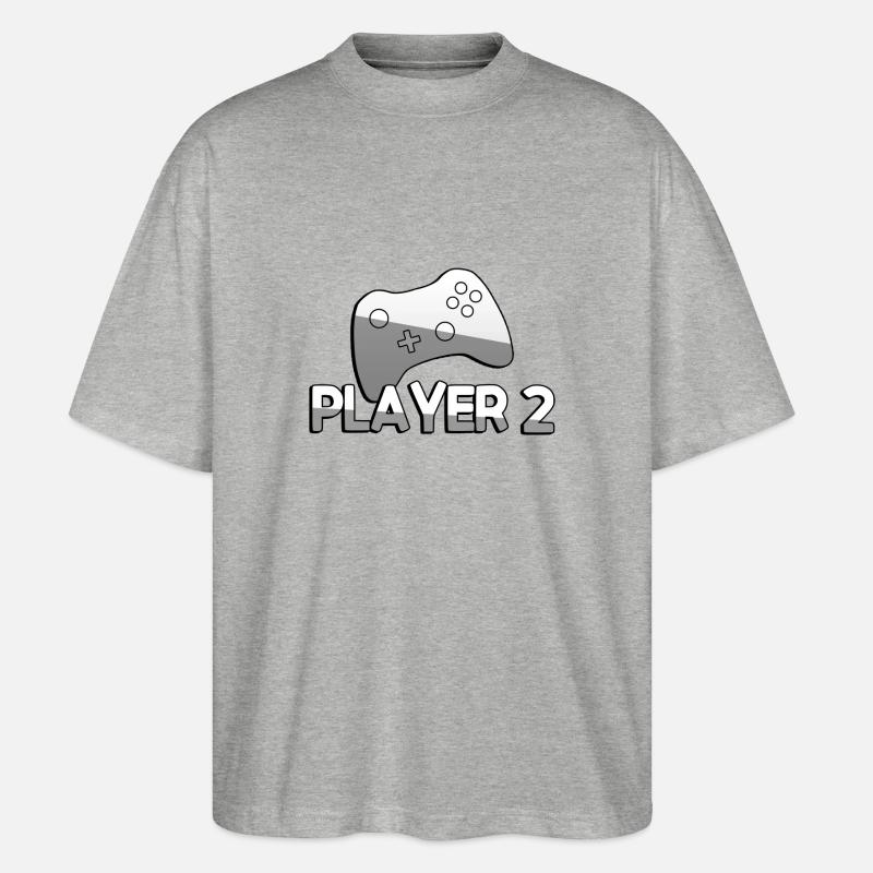 PLAYER 2 + Controller - Gaming - Stanley/Stella Oversized Unisex Bio T-Shirt Blaster 2.0 - Grau meliert