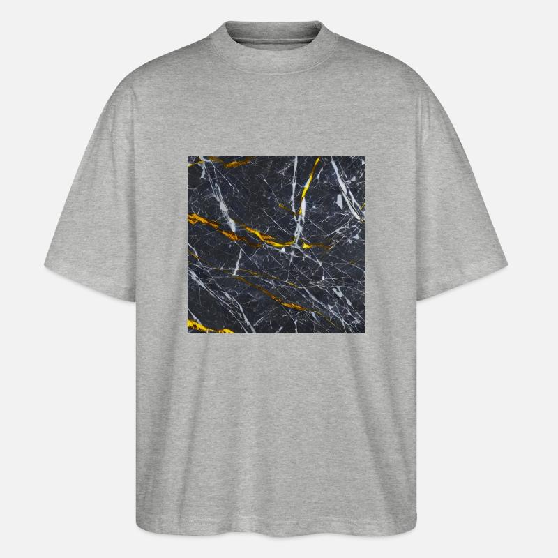 Marmor Schwarz Gold Textur - Stanley/Stella Oversized Unisex Bio T-Shirt Blaster 2.0 - Grau meliert