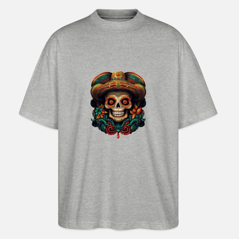 Cinco de Mayo Skull - Stanley/Stella Oversized Unisex Bio T-Shirt Blaster 2.0 - Grau meliert
