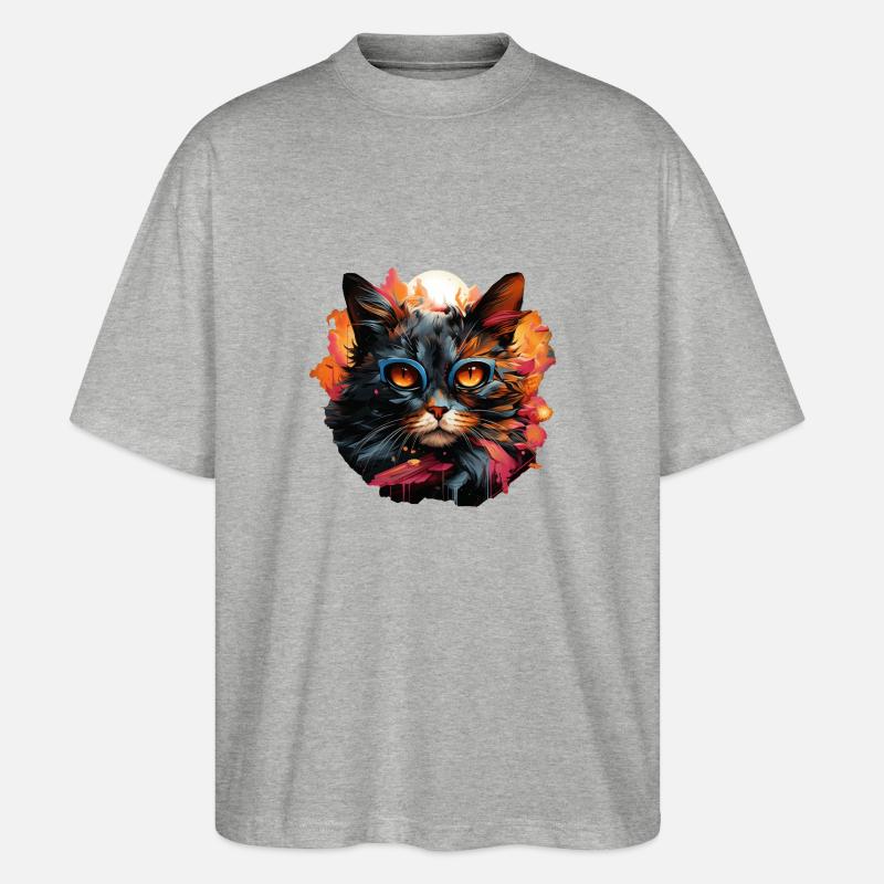 Katze - Stanley/Stella Oversized Unisex Bio T-Shirt Blaster 2.0 - Grau meliert