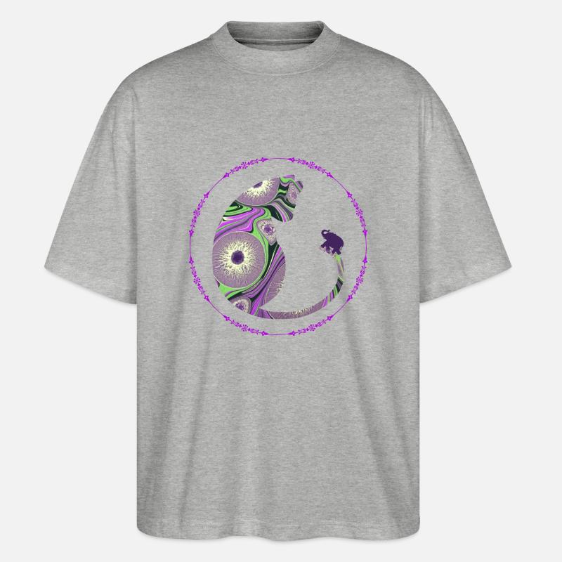 Cat with Elephant E 239 - Stanley/Stella Oversized Unisex Organic T-shirt Blaster 2.0 - heather grey