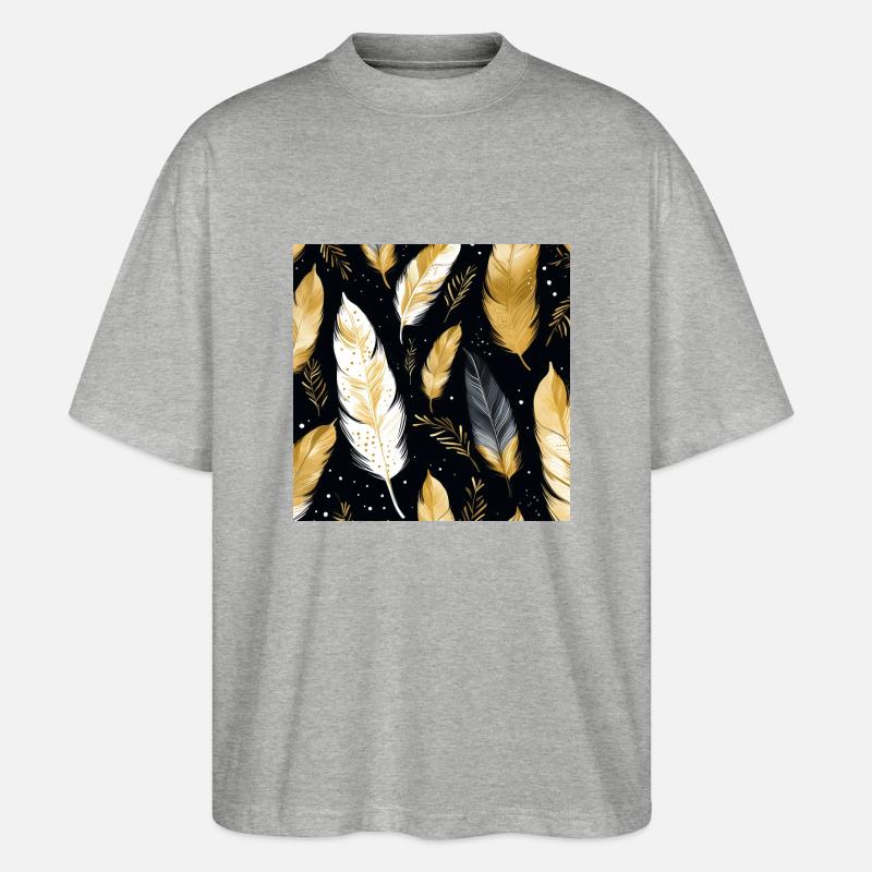 Boho Federn - Stanley/Stella Oversized Unisex Bio T-Shirt Blaster 2.0 - Grau meliert