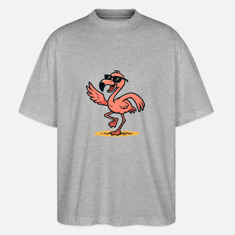 Flamingo Comic dance - Stanley/Stella Oversized Unisex Bio T-Shirt Blaster 2.0 - Grau meliert