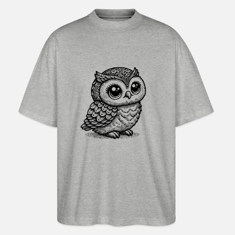 Mystische Eule – Schwarze Tier-Silhouette - Stanley/Stella Oversized Unisex Bio T-Shirt Blaster 2.0 - Grau meliert