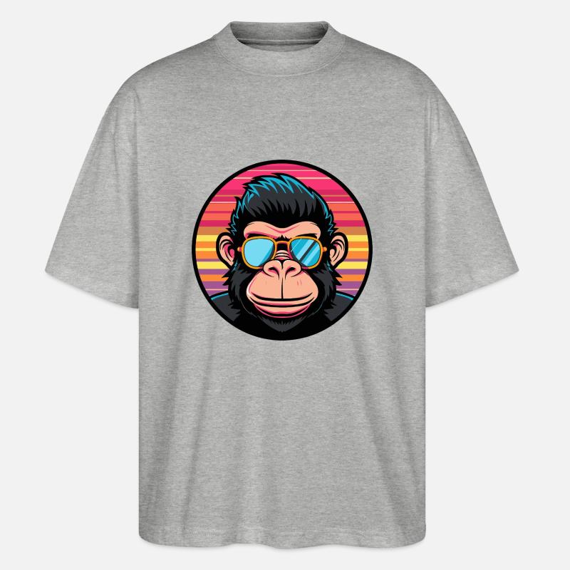 Monkey Comic Cool - Stanley/Stella Oversized Unisex Organic T-shirt Blaster 2.0 - heather grey
