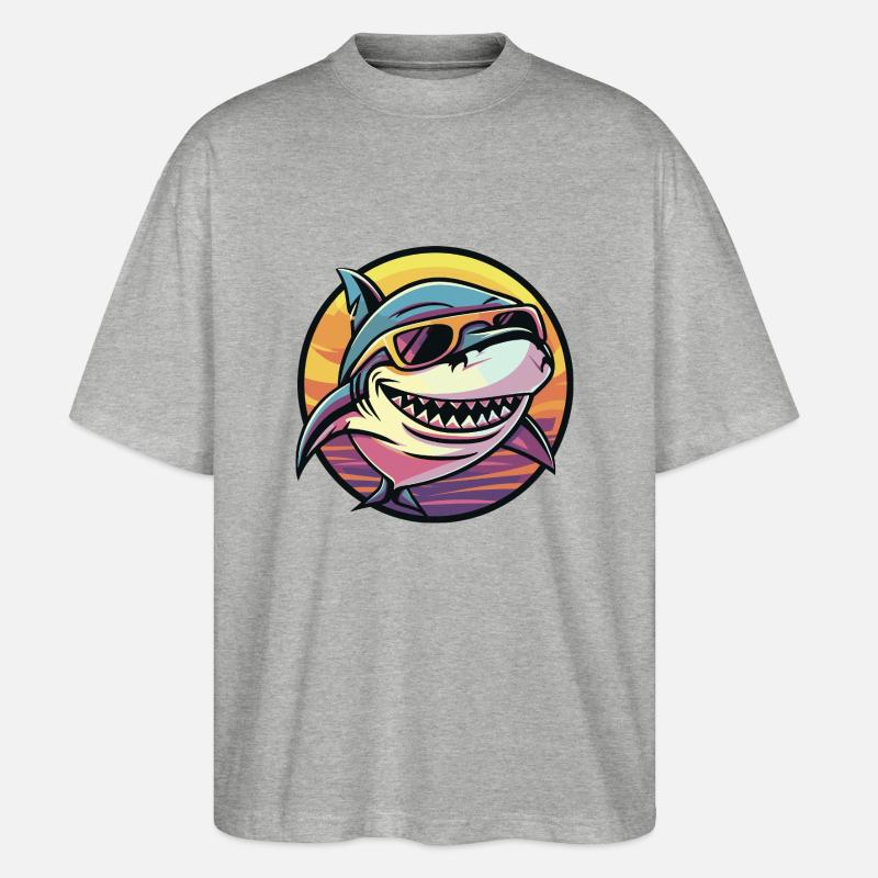 Shark Comic Cool - Stanley/Stella Oversized Unisex Organic T-shirt Blaster 2.0 - heather grey