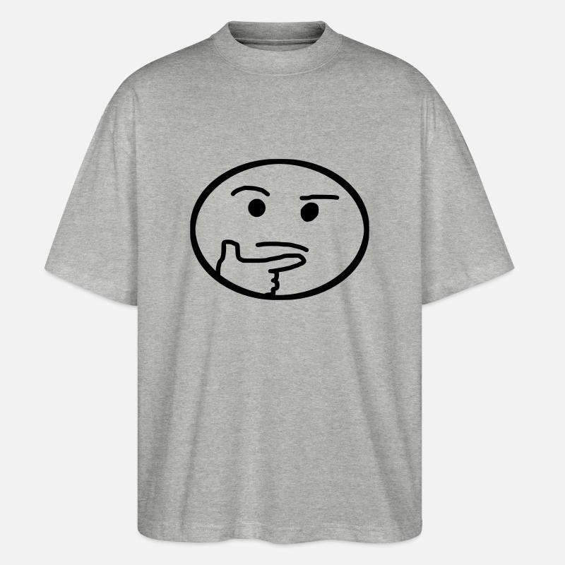Smiley, Emoji, Nachdenklich - Stanley/Stella Oversized Unisex Bio T-Shirt Blaster 2.0 - Grau meliert