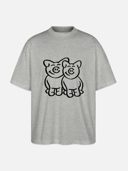 Cute Pigs - Stanley/Stella Oversized Unisex Bio T-Shirt Blaster 2.0 - Grau meliert