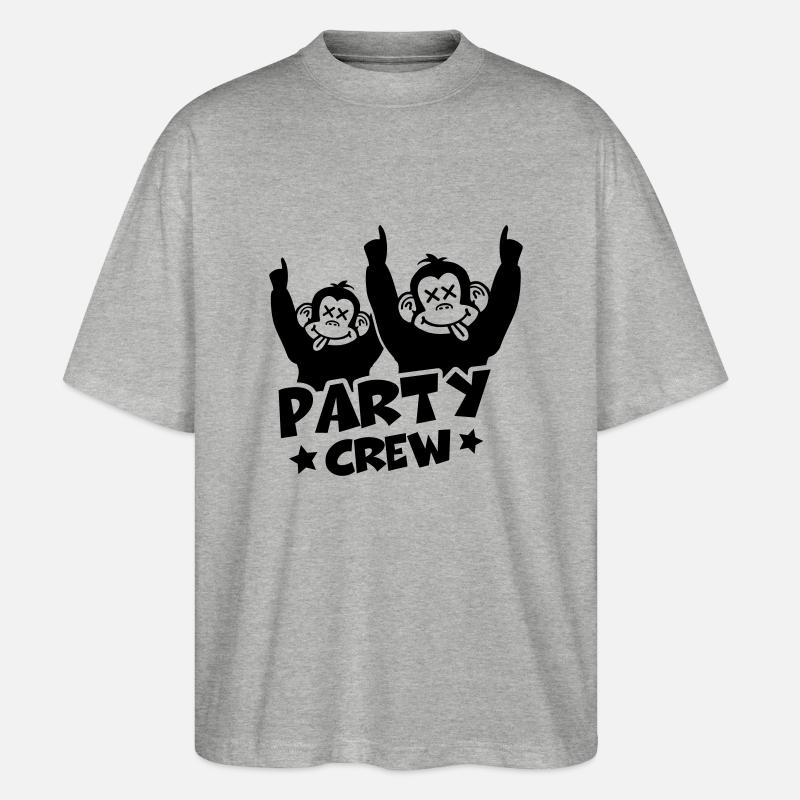party_crew_monkeys_pi1 - Stanley/Stella Oversized Unisex Bio T-Shirt Blaster 2.0 - Grau meliert