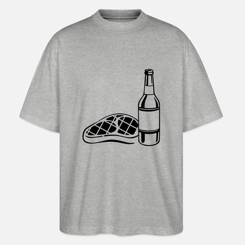 steak beer - Stanley/Stella Oversized Unisex Bio T-Shirt Blaster 2.0 - Grau meliert