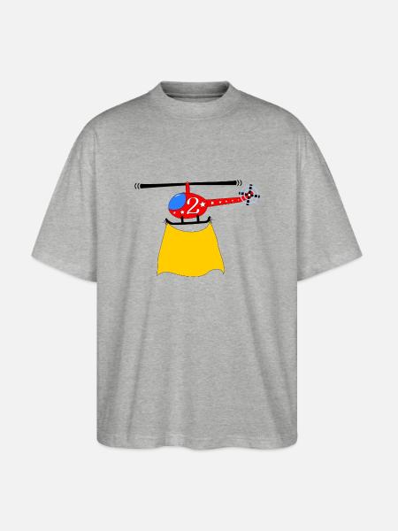 Helicopter Birthday 2 - Stanley/Stella Oversized Unisex Organic T-shirt Blaster 2.0 - heather grey