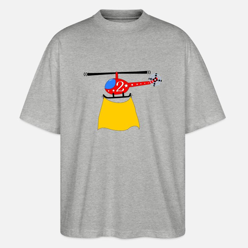 Helicopter Birthday 2 - Stanley/Stella Oversized Unisex Organic T-shirt Blaster 2.0 - heather grey