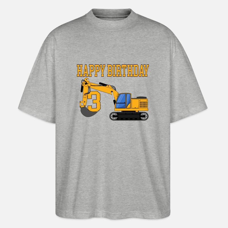 Bagger Happy Birthday 3 - Stanley/Stella Oversized Unisex Bio T-Shirt Blaster 2.0 - Grau meliert