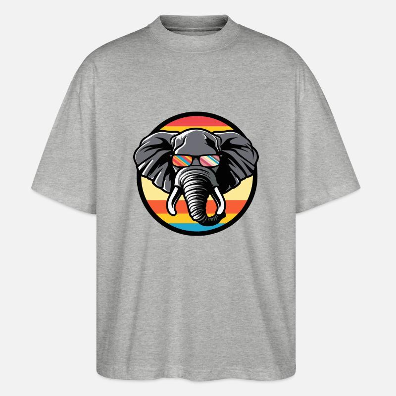 Elephant Comic Cool - Stanley/Stella Oversized Unisex Organic T-shirt Blaster 2.0 - heather grey