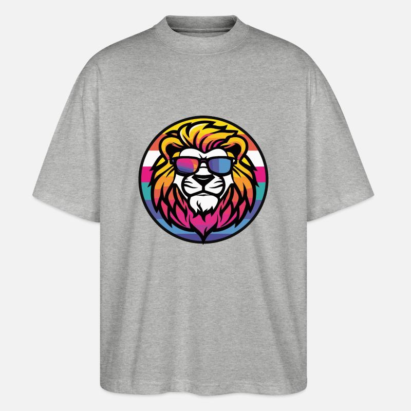 Löwe Comic Cool - Stanley/Stella Oversized Unisex Bio T-Shirt Blaster 2.0 - Grau meliert