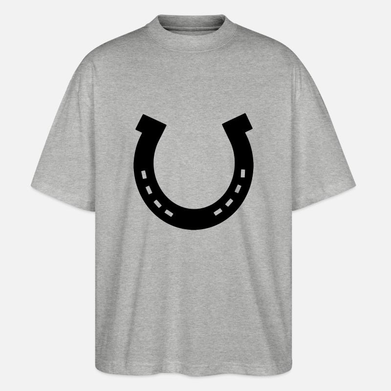 Hufeisen, Pferd - Stanley/Stella Oversized Unisex Bio T-Shirt Blaster 2.0 - Grau meliert