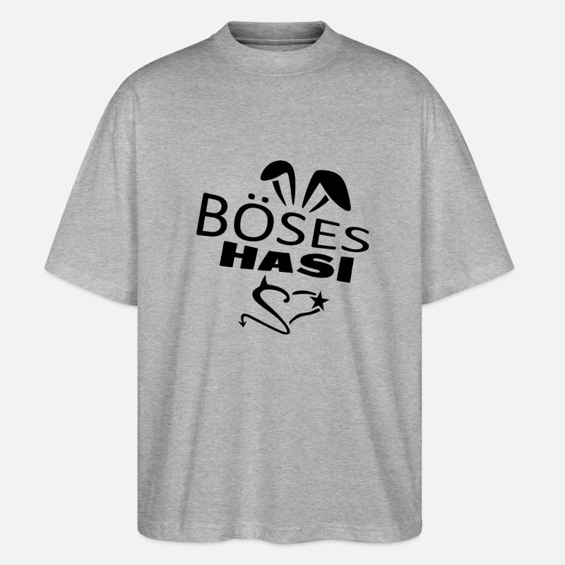 Böses Hasi - Stanley/Stella Oversized Unisex Bio T-Shirt Blaster 2.0 - Grau meliert