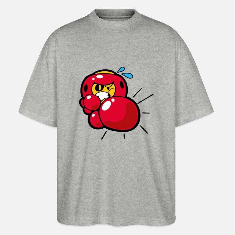 Smiley Boxing - Stanley/Stella Oversized Unisex Organic T-shirt Blaster 2.0 - heather grey