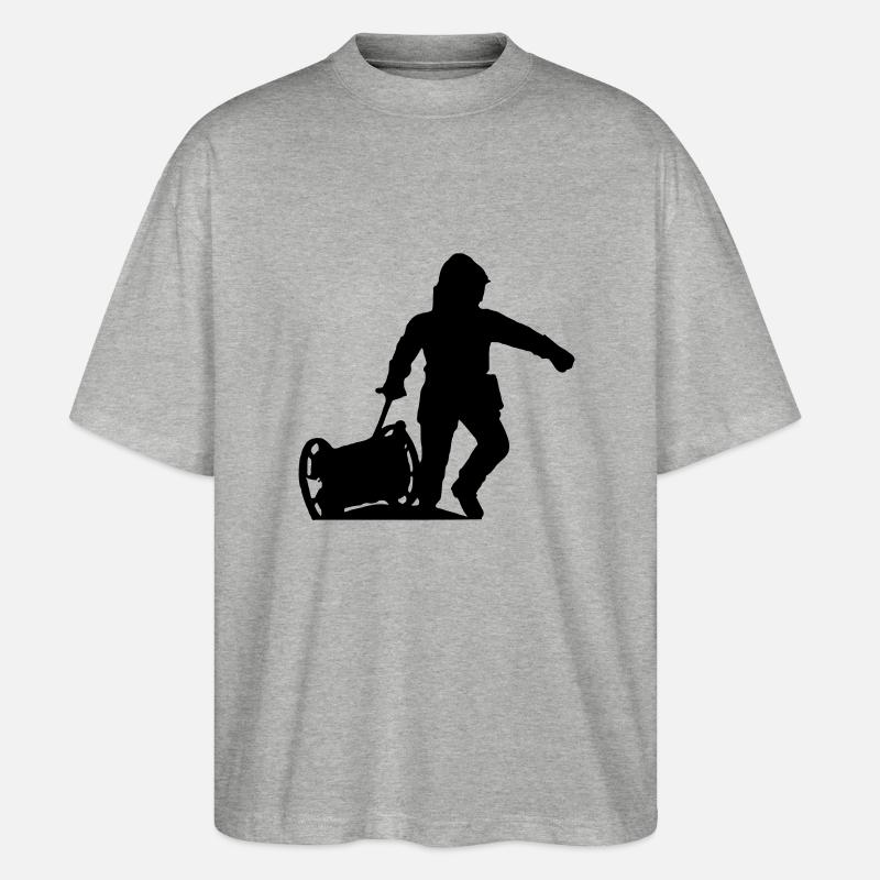 Sapeur Pompier avec dévidoir - T-shirt bio Blaster 2.0 coupe oversize Stanley/Stella Unisexe - gris chiné